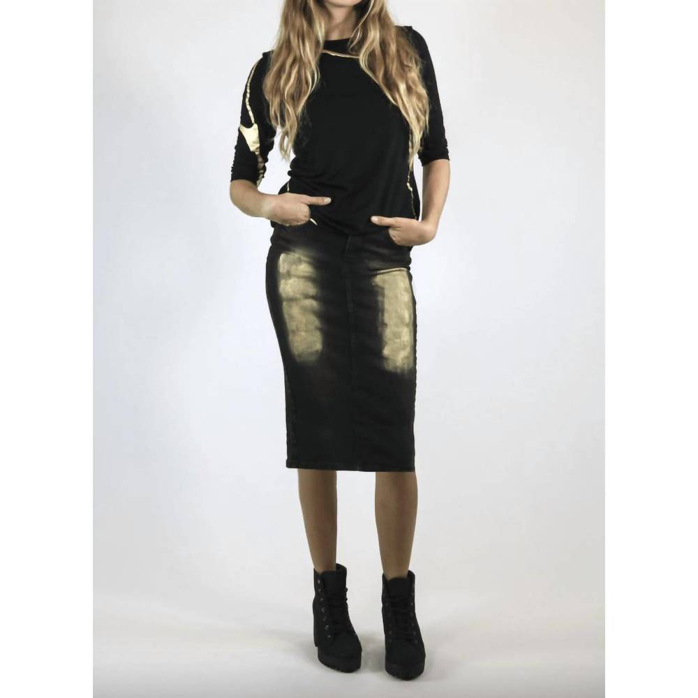 NEW MIKAH jean kintsugi skirt in black/gold
